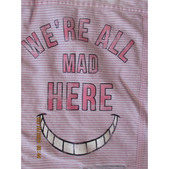 OH MY DISNEY CHESHIRE CAT SMILE DUSTRESSED HOODED VEST XXS LINED PINK WHITE GRAY - Picture 1 of 12